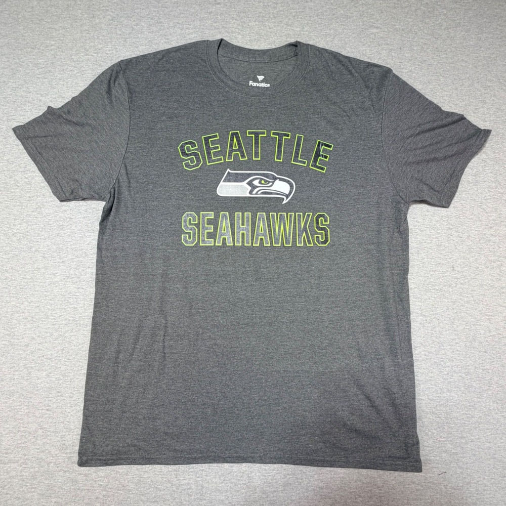Fanatics Seattle Seahawks NFL T-Shirt Mens XL Gray Short Sleeve Graphic Tee